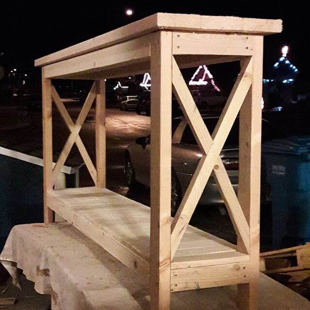 Large reclaimed pallet table with storage