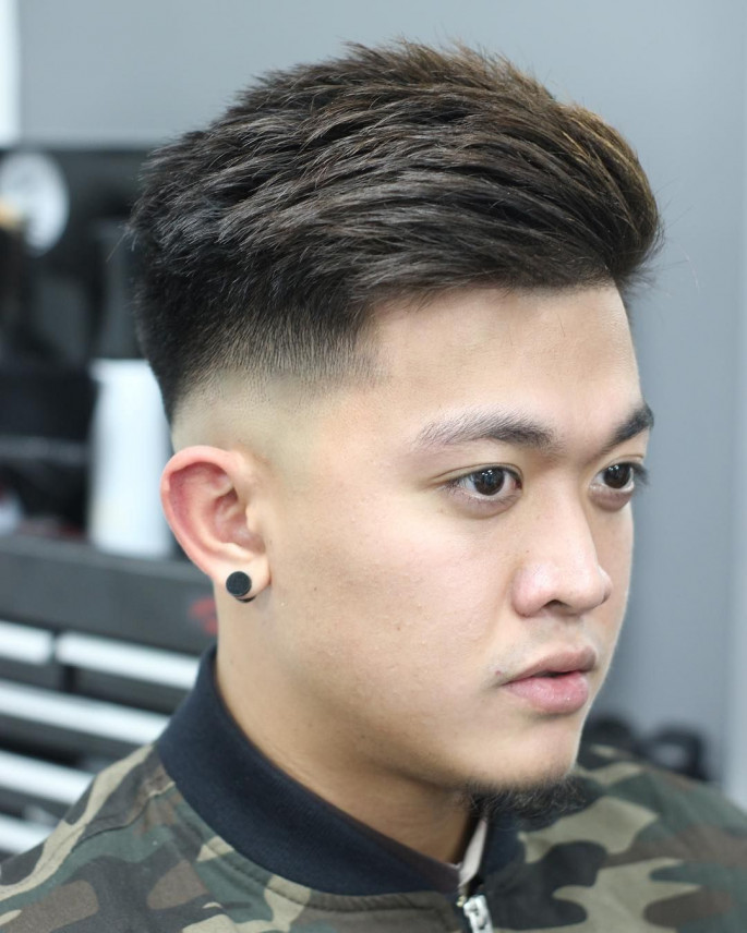 Faded High Quiff Asian Hairstyles for Men