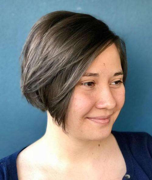 Side-Parted Fro Short Hairstyle for Round Faces