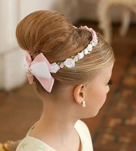 Bun with a Bow Hairstyles for Little Girls