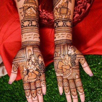A mehndi which covers all full hand and full arm with stylish ideas