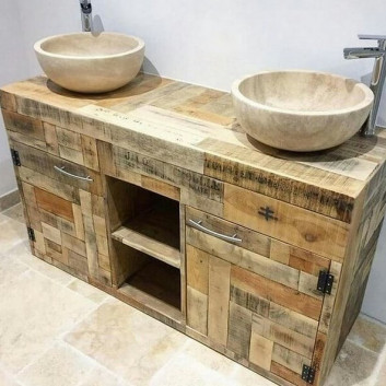 Pallet bathroom basin cabinet