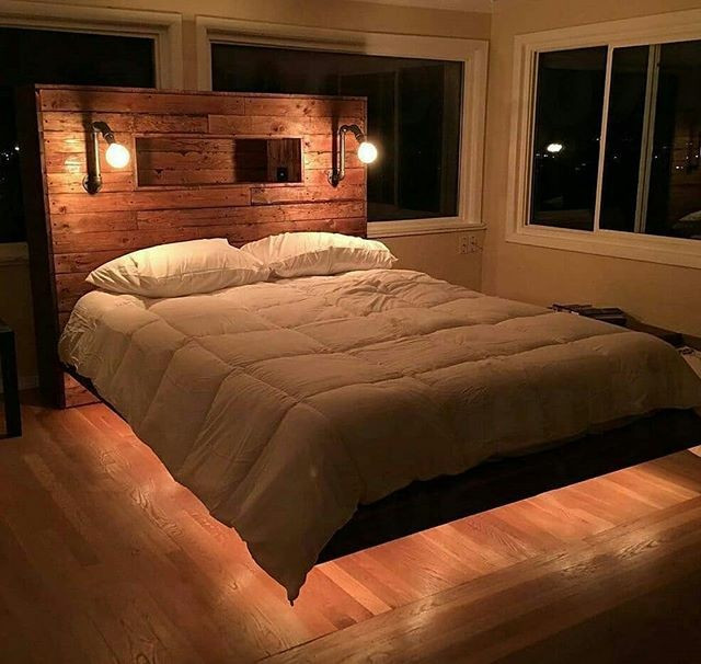 Pallet glowing bed furniture decor