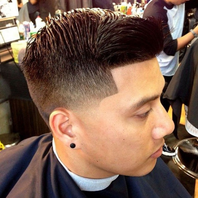Comb Over + Taper Fade Medium Length Men's Hairstyles