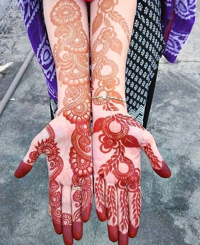 fronthand with arm mehndi design ideas