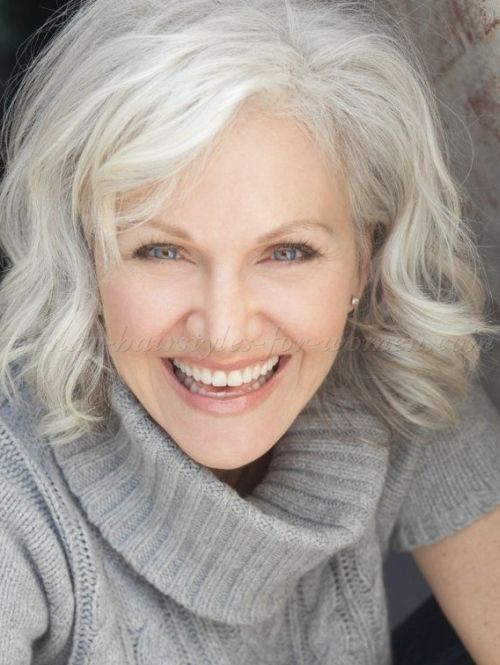 Long Gray Elegance Hairstyles for Women Over 50s