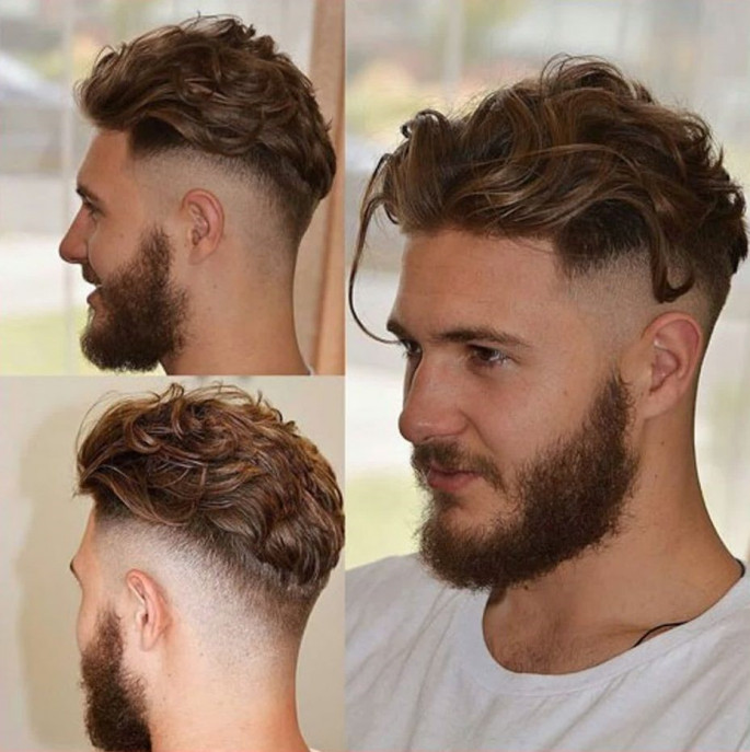 High Fade With Wavy Medium Length Hairstyles for Men