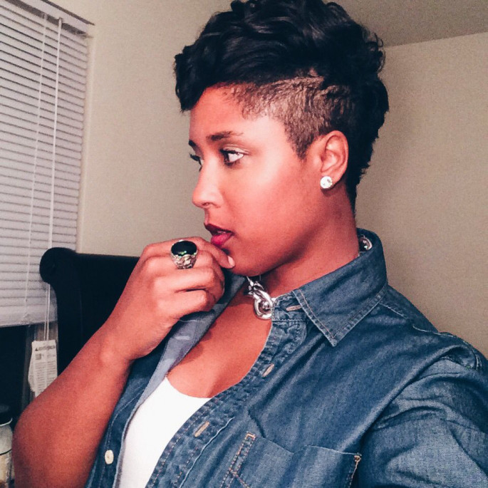 Grey Mohawk with Shaved Sides for Black Women