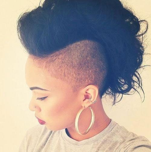 Grey Mohawk with Shaved Sides for Black Women