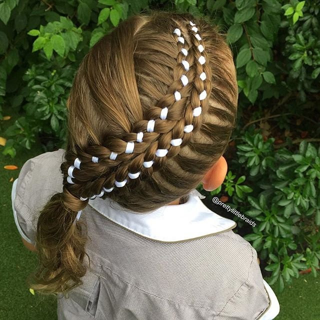 Ponytail and Braid Mix Hairstyles for Little Girls