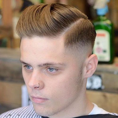 Classic Side Part with High Bald Fade Short Hairstyles for Men