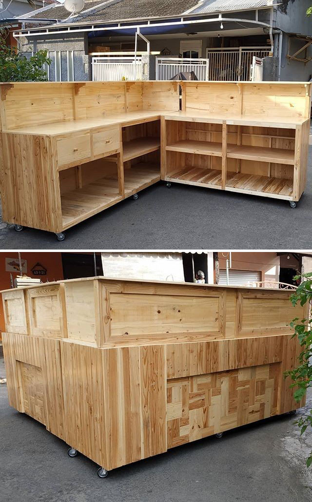 Pallet table with cabinet