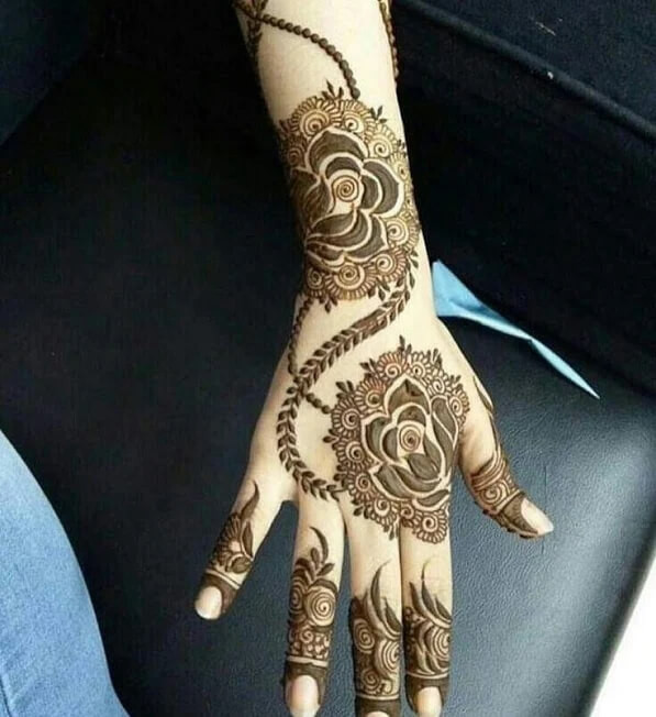 backhand with arms mehndi design ideas