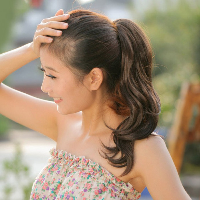 Voluminous Ponytail Asian Hairstyles for Girls