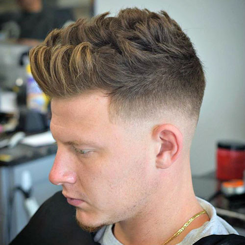Fade with Messy Hair & Brush UP Short Hairstyles for Men