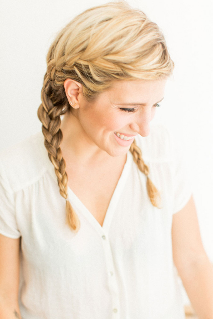Side Part French Braid Hairstyles For Medium hair 