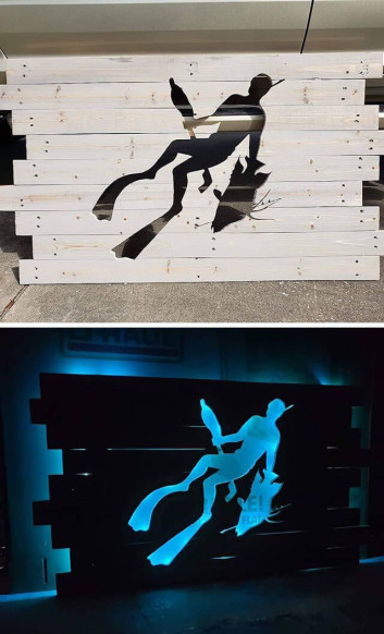 Pallet Storage cabinets And Glowing wall Art