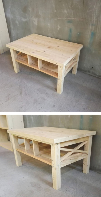 Pallet table ideas with storage