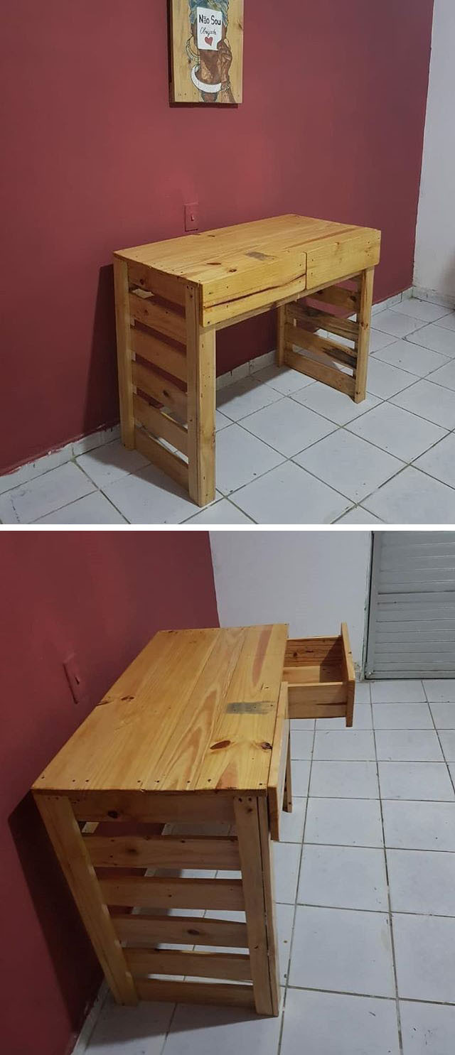 Pallet desk with drawers