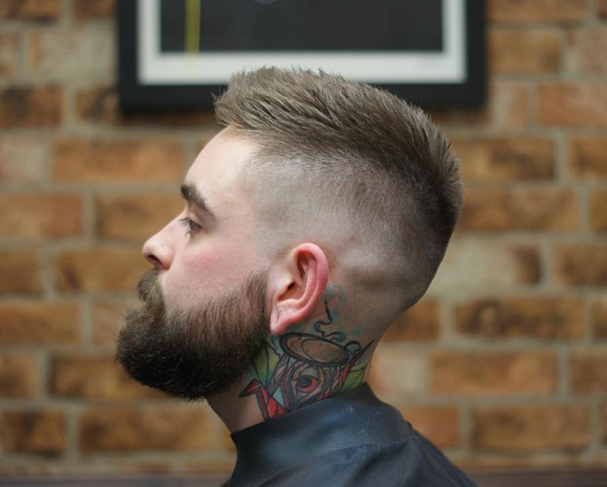 Buzz Cut With Skin Fade & Beard Short Hairstyles for Men