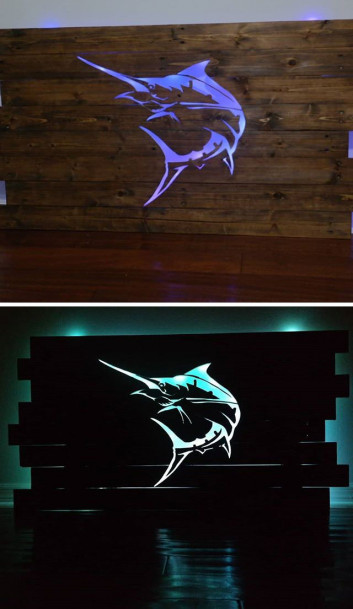 Pallet glowing fish wall art projects