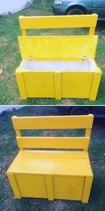 pallet bench ideas with storage box