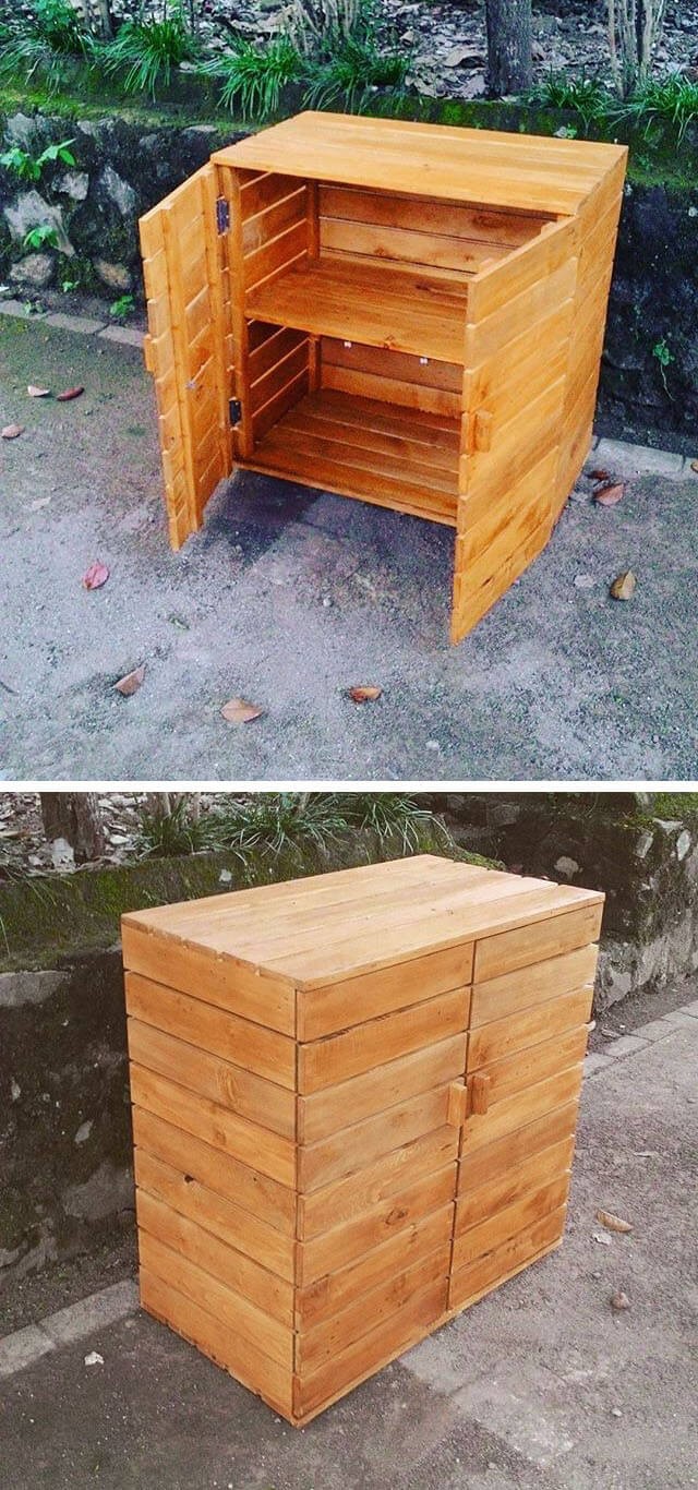 pallet table with cabinets