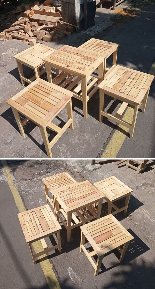 pallet table ideas with chairs set