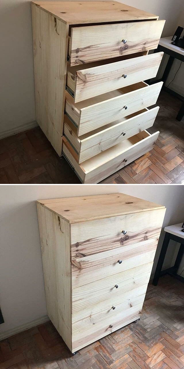 Wooden Pallet End Table with Drawers