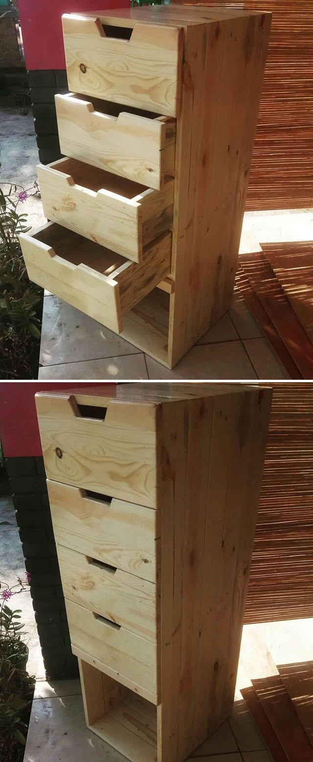 pallet side table with drawer
