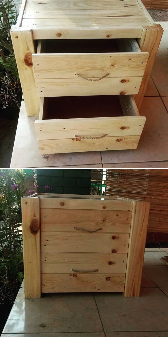 pallet side table with drawer