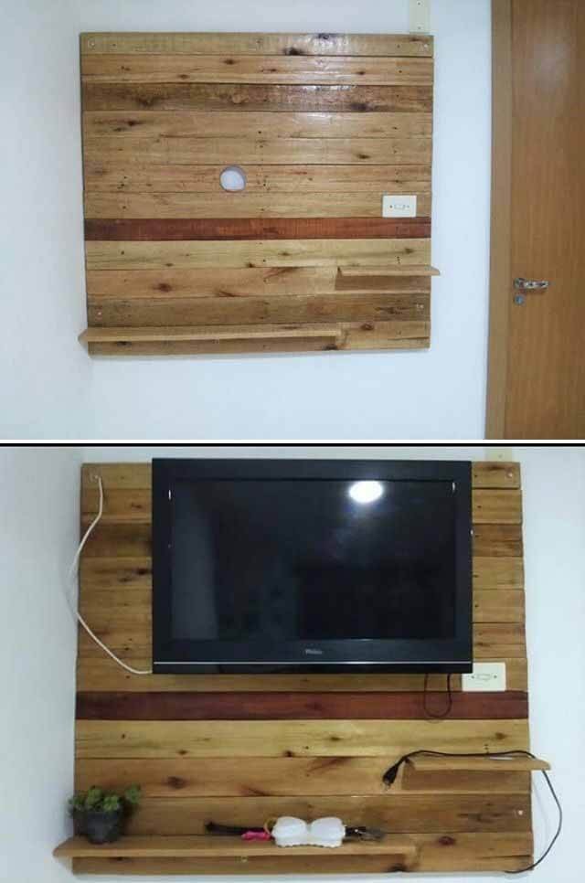 pallet wall tv shelf ideas