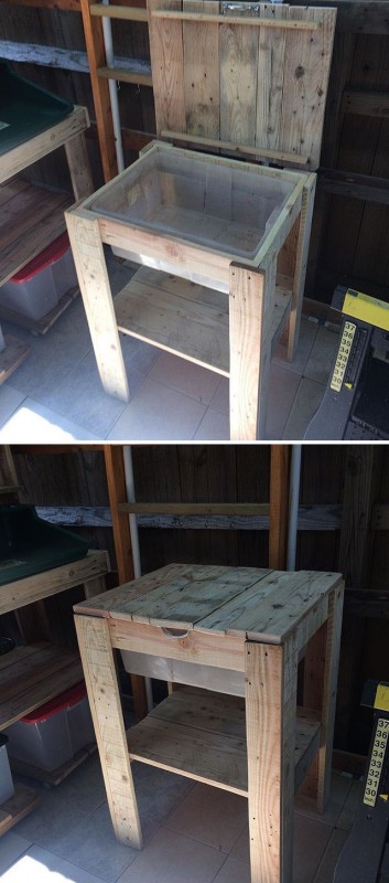 Pallet table with storage space