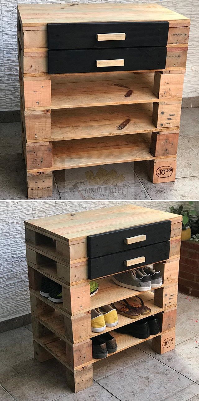 Pallet table with storage drawers ideas