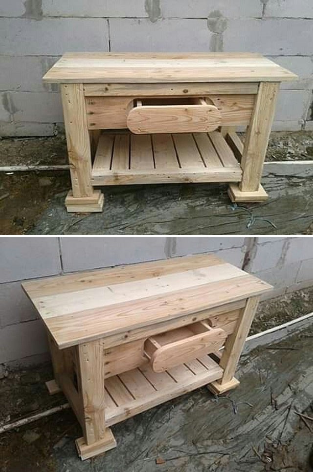 Pallet table with storage drawers ideas